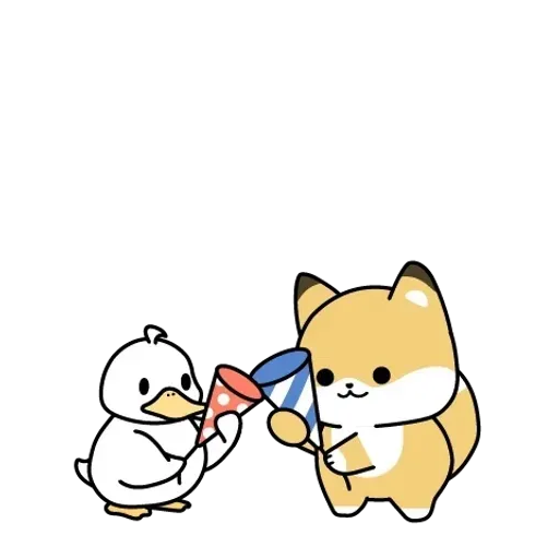 小狐狸與鴨子 春天全螢幕貼圖