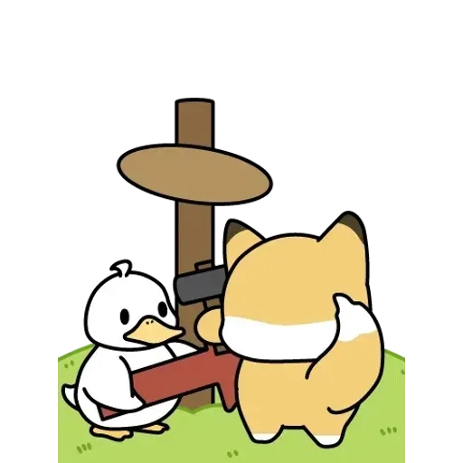 小狐狸與鴨子 春天全螢幕貼圖