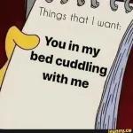 Things that I want: You in my bed cuddling with me ifunny.co