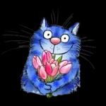 Blaue Katze+ Herz