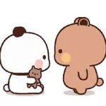 The bear is hitting the rabbit.