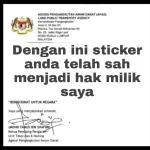 AGENSI PENGANGKUTAN AWAM DARAT (APAD)
LAND PUBLIC TRANSPORT AGENCY
Kementerian Pengangkutan
Aras G, M dan 20
Menara Tun Ismail Mohamed Al
No. 25, Jalan Raja Laut
50350 KUALA LUMPUR
MALAYSIA
Dengan ini sticker
anda telah sah
menjadi hak milik
saya
"BERKHIDMAT UNTUK NEGARA"
Saya yang menjalankan amanah,
(MOHD TAMIZI BIN SHAFIIN)
Ketua Penolong Pengarah
Unit Teksi dan E-Hailing
Agensi Pengangkutan Awam Darat