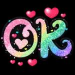 手寫QQ 91-2 彩色金蔥小愛心(超大字)