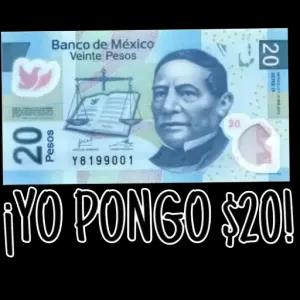 Banco de México Veinte Pesos 20 Pesos Y8199001 20 20 SERIE MP4.02 ¡YO PONGO $20! - getsticker.com