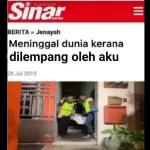 TELUS & TULUS
Sinar
BERITA >> Jenayah
Meninggal dunia kerana
dilempang oleh aku
28 Jul 2019
NA
DRA
III