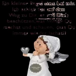 Ein kleiner Engel sitzt bei mir. Ich schick ihn auf den Weg zu Dir, er soll Dich beschützen, was immer Du machst und schauen, dass Du immer wieder lachst!! - getsticker.com