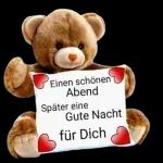 Einen schönen
Abend
Später eine
Gute Nacht
für Dich
