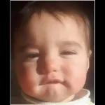 The baby is laughing