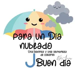 Para un Dia nublado Una sonrisa y una sombrilla de colores Buen dia - getsticker.com